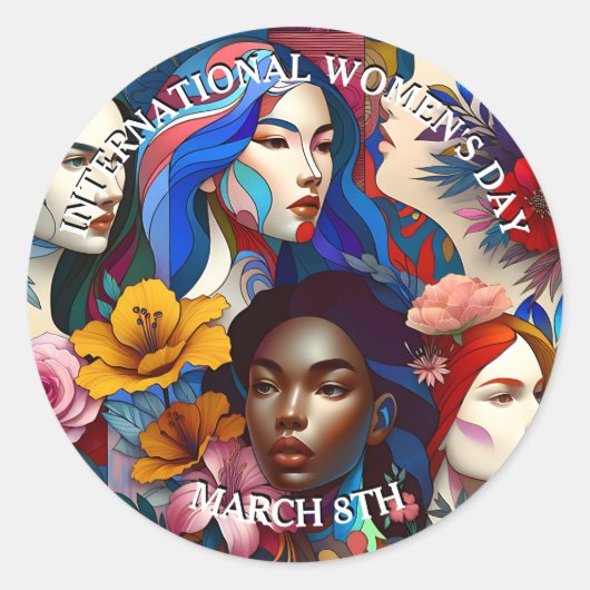 Internationale Vrouwendag Ronde Sticker (Voorkant)