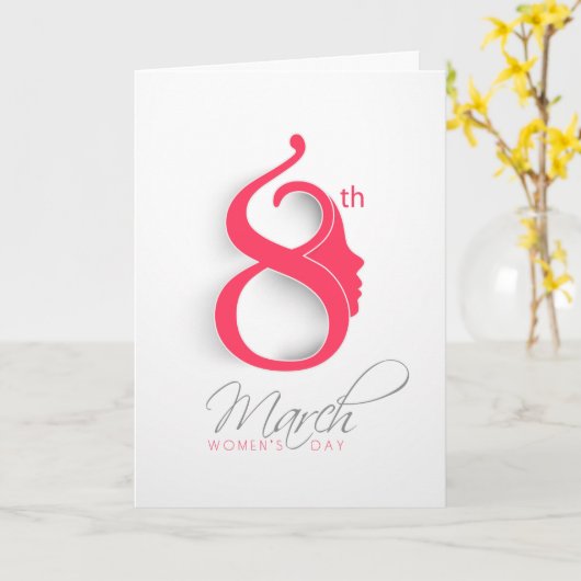 Internationale Vrouwendag Roze Logo Kaart (Gele Bloem)