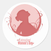 Internationale Vrouwendag Roze Ronde Sticker (Voorkant)