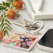 Internationale Vrouwendag Roze Vrouw Portretten Sleutelhanger (Voorkant Rechts)