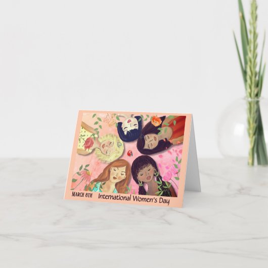 Internationale Vrouwendag Roze Vrouwelijk Feestdagen Kaart (Voorkant)