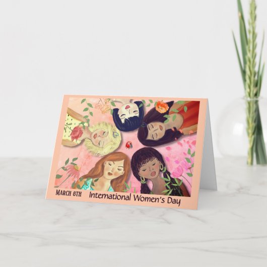 Internationale Vrouwendag Roze Vrouwelijk Feestdagen Kaart (Voorkant)