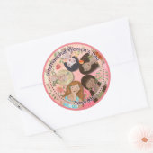 Internationale Vrouwendag Roze Vrouwenportretten Ronde Sticker (Envelop)