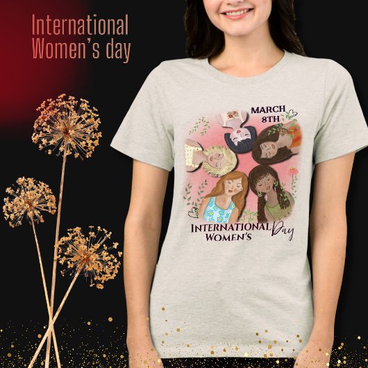 Internationale Vrouwendag Roze Vrouwenportretten Tri-Blend Shirt
