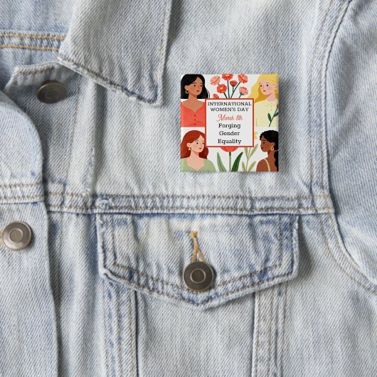 Internationale Vrouwendag Smeden van Gendergelijkh Vierkante Button 5,1 Cm (In situ)