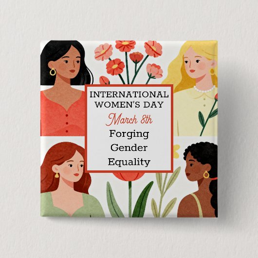 Internationale Vrouwendag Smeden van Gendergelijkh Vierkante Button 5,1 Cm (Voorkant)
