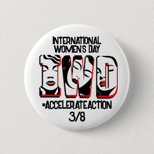 Internationale Vrouwendag   Snellere actie Ronde Button 5,7 Cm