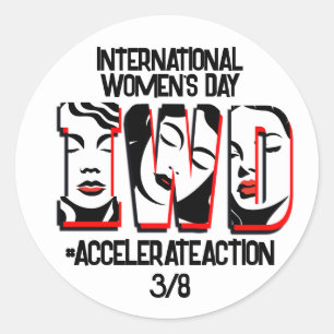 Internationale Vrouwendag   Snellere actie Ronde Sticker