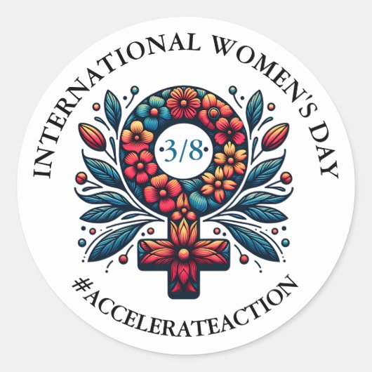 Internationale Vrouwendag | Snellere actie Ronde Sticker (Voorkant)