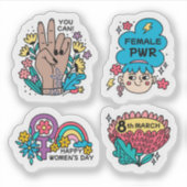 Internationale vrouwendag sticker set (Voorkant)