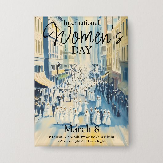 Internationale Vrouwendag Suffergette Button (Voorkant)