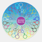 Internationale Vrouwendag ticker Ronde Sticker (Voorkant)