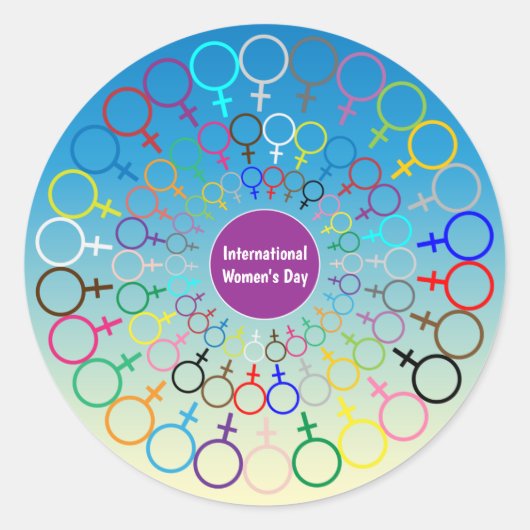 Internationale Vrouwendag ticker Ronde Sticker (Voorkant)