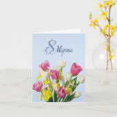 Internationale Vrouwendag, tulpen Russisch Kaart (Gele Bloem)