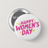 Internationale Vrouwendag typografie in roze Ronde Button 5,7 Cm (Voorkant /achterkant)