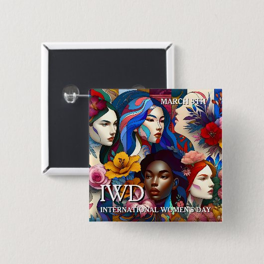 Internationale Vrouwendag Vierkante Button 5,1 Cm (Voorkant /achterkant)