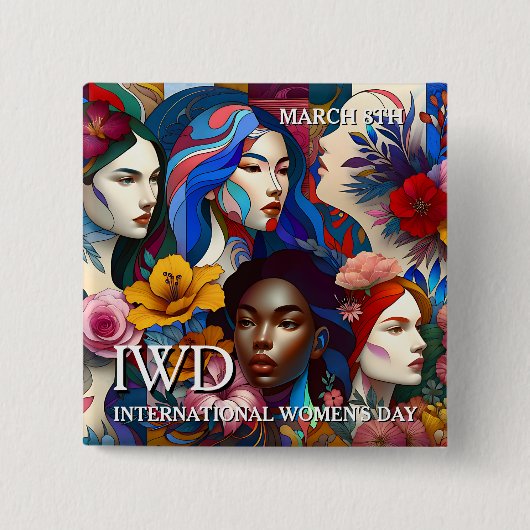 Internationale Vrouwendag Vierkante Button 5,1 Cm (Voorkant)
