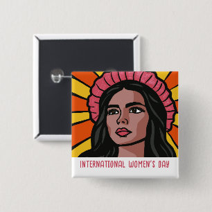 Internationale Vrouwendag Vierkante Button 5,1 Cm