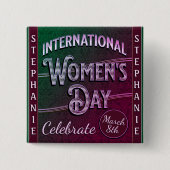 Internationale Vrouwendag Vierkante Button 5,1 Cm (Voorkant)