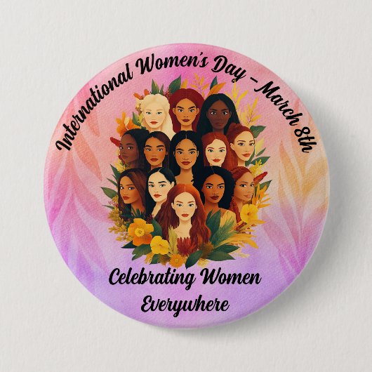 Internationale Vrouwendag - Vrouwen vieren Ronde Button 7,6 Cm (Voorkant)