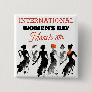 Internationale Vrouwendag Vrouwen vieren Vierkante Button 5,1 Cm