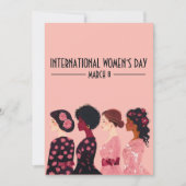 Internationale Vrouwendag Wereldwijde Vrouwen Roze Feestdagenkaart (Voorkant)