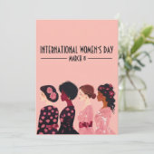 Internationale Vrouwendag Wereldwijde Vrouwen Roze Feestdagenkaart (Staand voorkant)