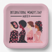 Internationale Vrouwendag Wereldwijde Vrouwen Roze Papieren Bordje (Voorkant)