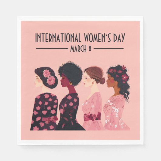 Internationale Vrouwendag Wereldwijde Vrouwen Roze Servet (Voorkant)