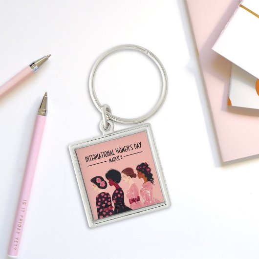 Internationale Vrouwendag Wereldwijde Vrouwen Roze Sleutelhanger