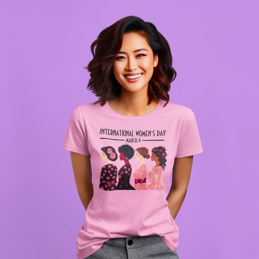 Internationale Vrouwendag Wereldwijde Vrouwen Roze T-shirt