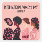 Internationale Vrouwendag Wereldwijde Vrouwen Roze Vierkante Sticker (Voorkant)