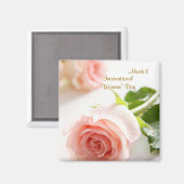 Internationale Vrouwendag. Wit roze roos Magneet (Voorkant / Achterkant)