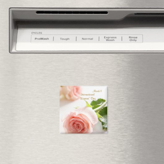 Internationale Vrouwendag. Wit roze roos Magneet (Insitu (Vaatwasser))