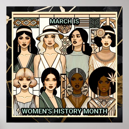 Internationale Vrouwendag Zwart en Goud Poster (Voorkant)