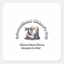 Internationale Weduwen Dag. Sterkte in rouw. Vierkante Sticker