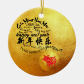 Internationale wensen Varkenspad 2019 Golden Round Keramisch Ornament (Voorkant)
