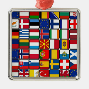 Internationale Wereld Vlaggen Metalen Ornament