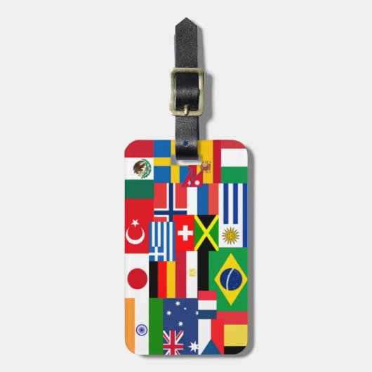 Internationale wereldvlaggen bagagelabel (Voorkant verticaal)