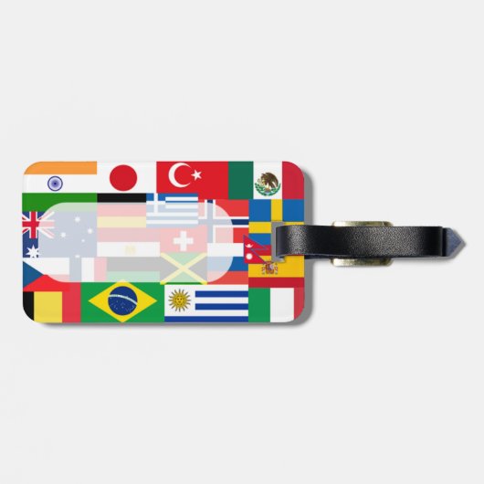 Internationale wereldvlaggen bagagelabel (Achterkant horizontaal)