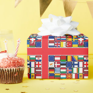 Internationale wereldvlaggen cadeaupapier