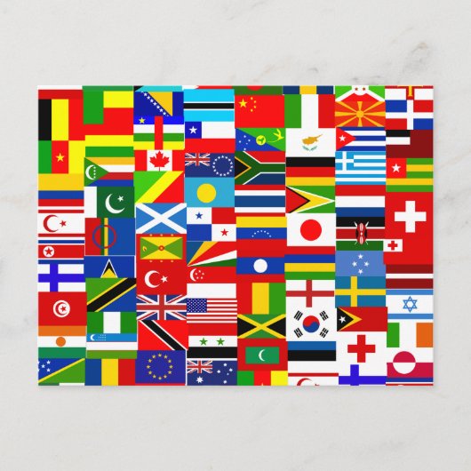 Internationale wereldwijde vlag collage briefkaart (Voorkant)