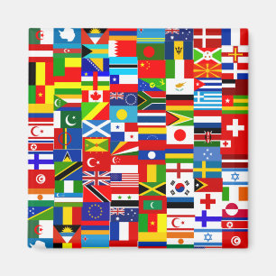 Internationale wereldwijde vlag collage magneet