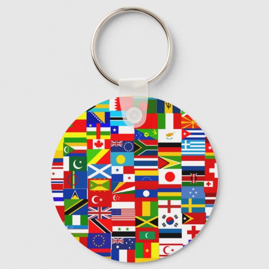 Internationale wereldwijde vlag collage sleutelhanger (Voorkant)