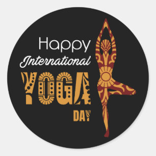 Internationale yogadag ronde sticker