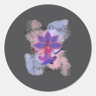 Internationale yogadag voor de mensheid ronde sticker