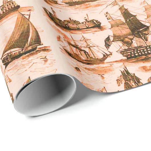 INTERNATIONALE  ZEILSCHEPEN, SCHEPEN, SEPIA CADEAUPAPIER (Rol Hoek)