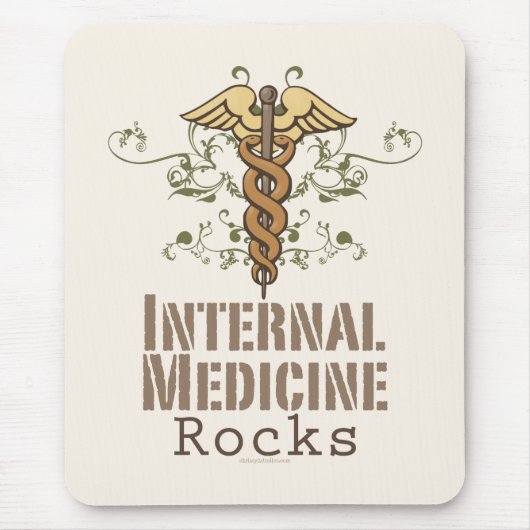 Interne geneeskundige Rocks Caduceus Mousepad Muismat (Voorkant)