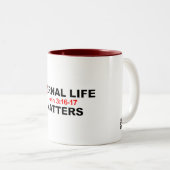Interne levenskwesties tweekleurige koffiemok (Voorkant rechts)