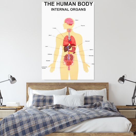 Interne organen van het menselijk lichaam canvas afdruk (Insitu (Slaapkamer))